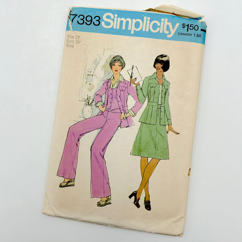 Simplicity 7393 | Adult Jacket, Vest, Pants, Skirt | Size 12