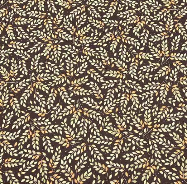 Leafy Sprigs Brown | Falling For Gnomes | Quilting Cotton