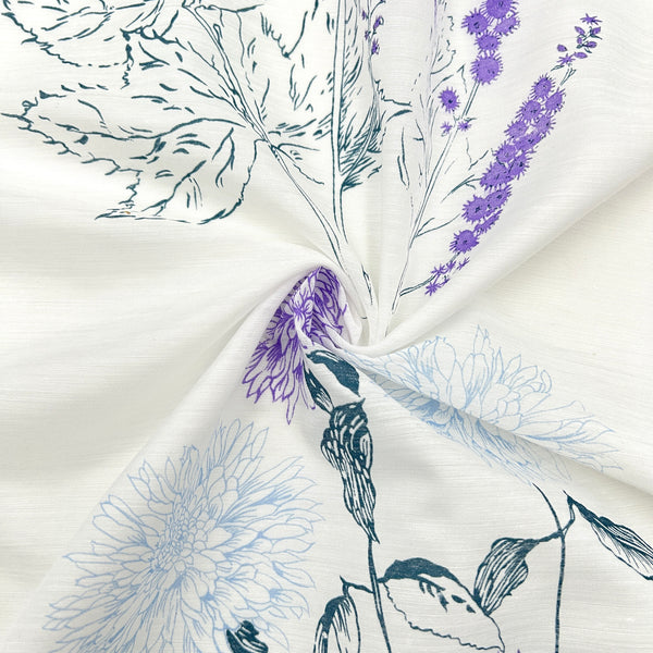 Blue Bouquet |  Sheer Drapery Fabric