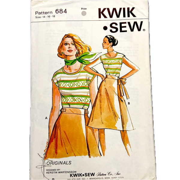 Kwik Sew 684 | Knit Top and Wrap Skirt | Size 14-18