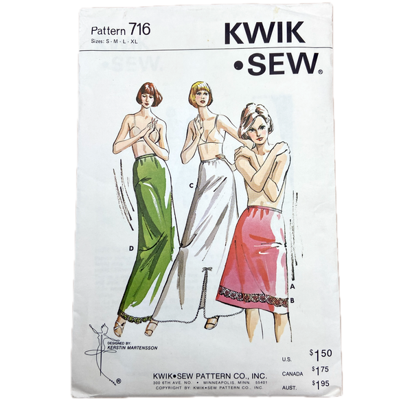 Kwik Sew 716 | Half Slip in Three Lengths | Size S-XL