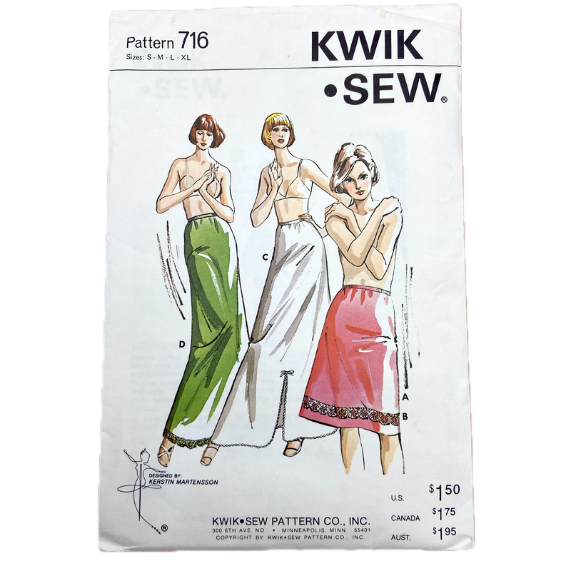 Kwik Sew 716 | Half Slip in Three Lengths | Size S-XL