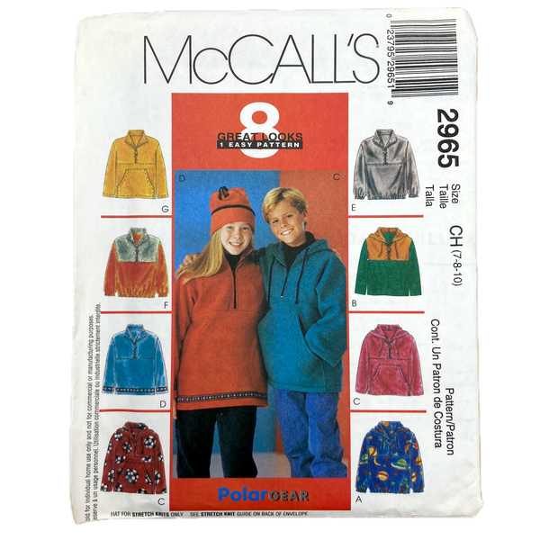 McCall's 2965 | Kids Pullover Top and Hat | Size 7-10