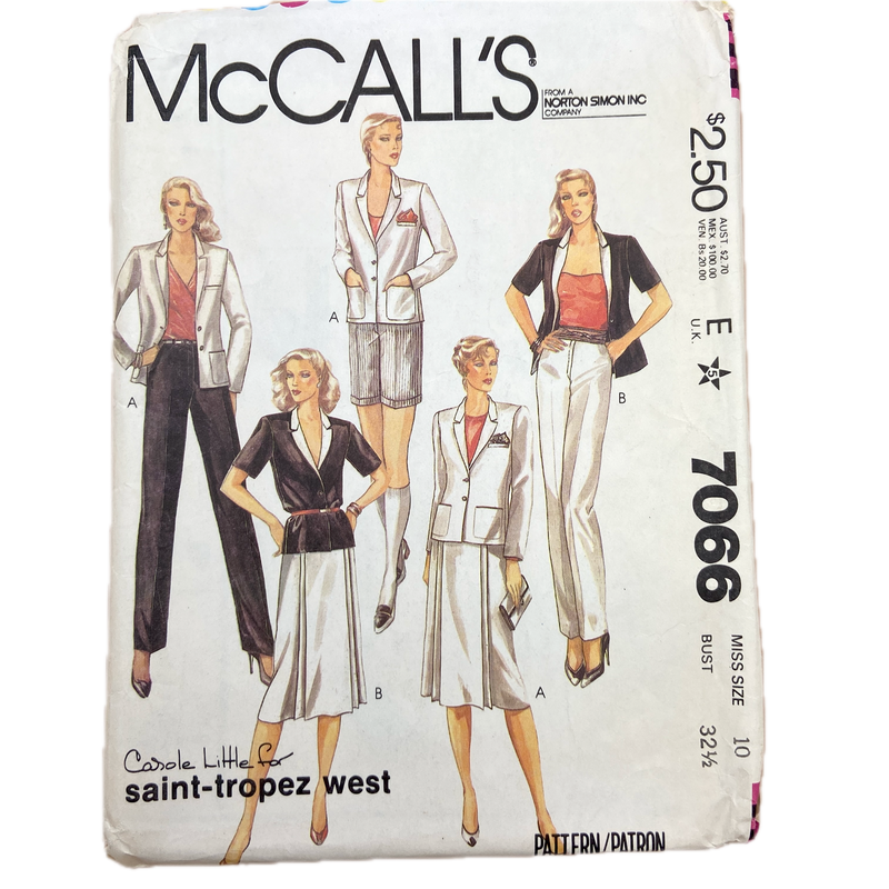 McCall's 7066 | Misses' Jacket, Skirt, Pants and Shorts | Size 10, Bust 32.5"