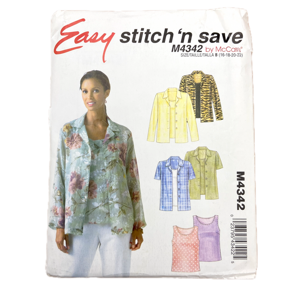 McCall's M4342 | Easy Stitch 'n Save | Adult Shirts and Top | Size 16-22