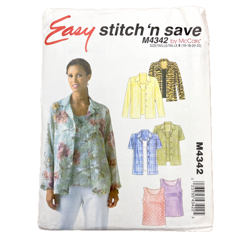 McCall's M4342 | Easy Stitch 'n Save | Adult Shirts and Top | Size 16-22