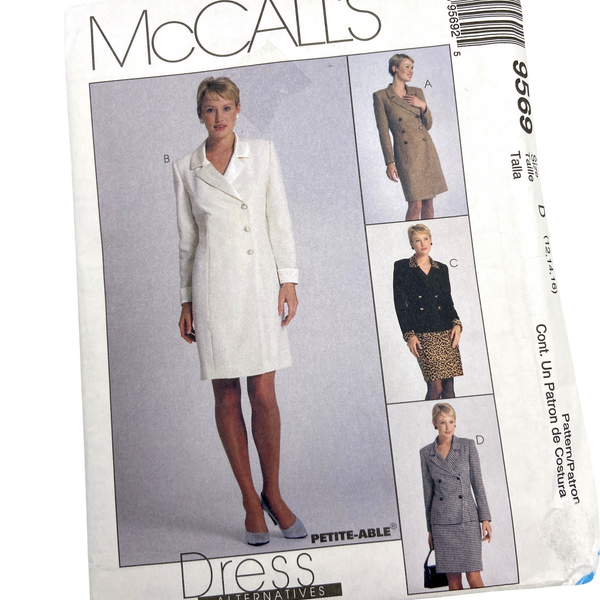 McCall's 9569 | Misses Lined Coatdress or Jacket and Skirt | Size 12-16