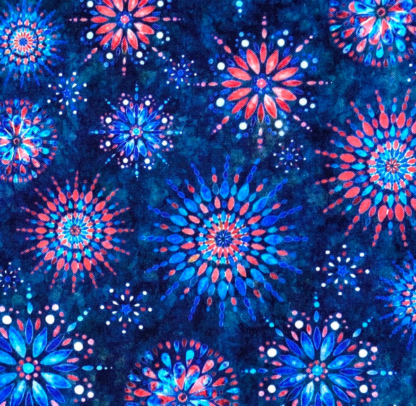 Medallion Burst Navy | Liberty, Glory, Freed | Quilting Cotton