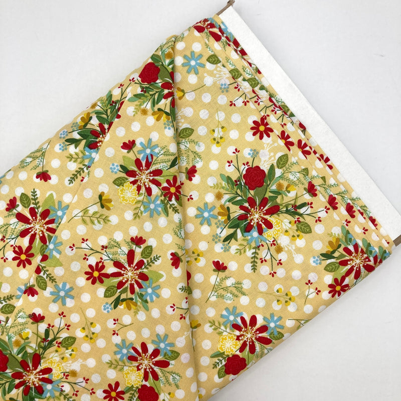 Polka Dot Flower Yellow | Red, White & Bloom | Quilting Cotton