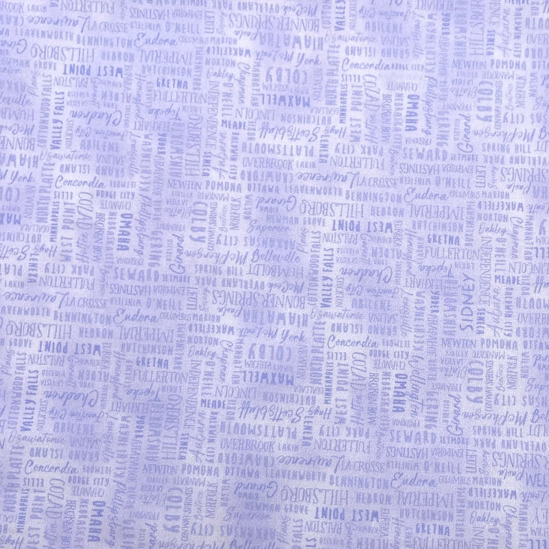 Town Names Purple | Kansas Nebraska Shop Hop | Quilting Cotton