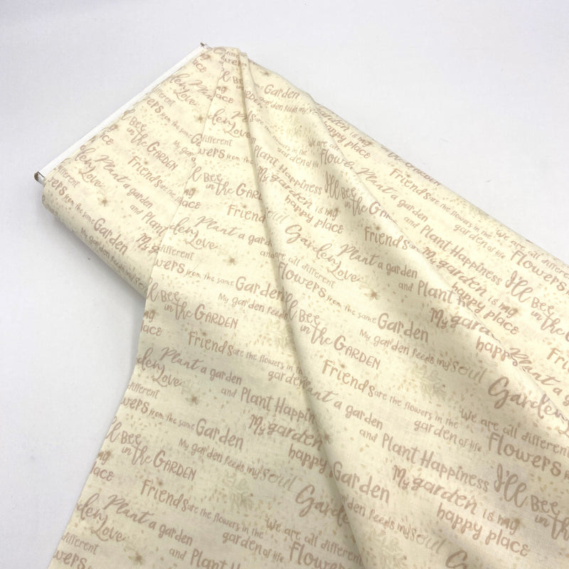 Garden Words Cream | Garden Notes | Quilting Cotton