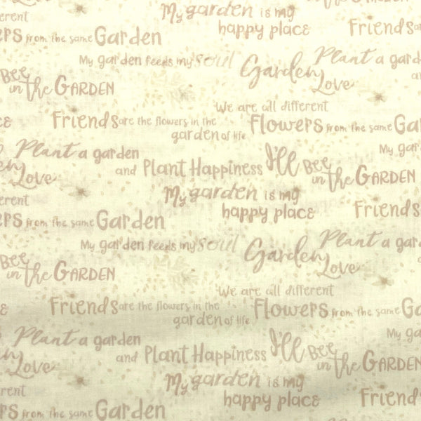 Garden Words Cream | Garden Notes | Quilting Cotton