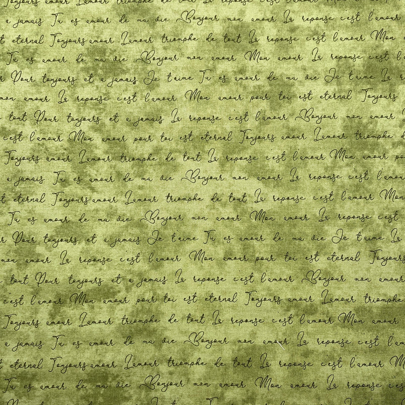 Love Letters Green | Amour | Quilting Cotton