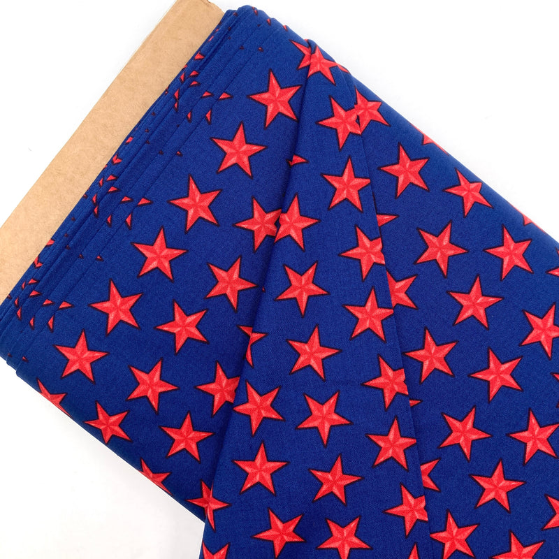 Red Stars on Blue | Liberty for All Henry Glass & Co. | Quilting Cotton