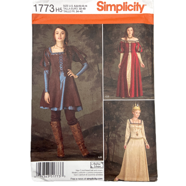 Simplicity 1773 | Adult Costume Medieval Dress | Size 6-14