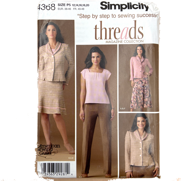 Simplicity 4368 | Adult Petite Skirt in Two Lengths, Pants, Top and Lined Jacket | Size 12-20