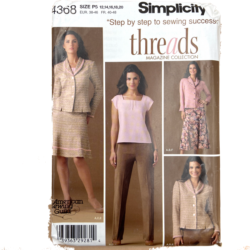 Simplicity 4368 | Adult Petite Skirt in Two Lengths, Pants, Top and Lined Jacket | Size 12-20