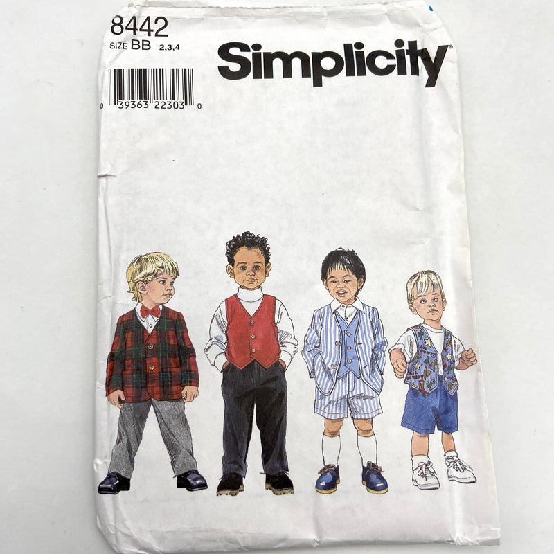 Simplicity 8442 | Kids' Jacket, Vest and Pants or Shorts | Size 2-4