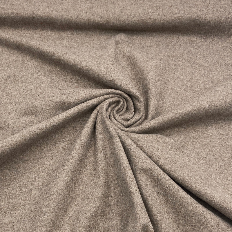 A warm grey wool blend fabric. 