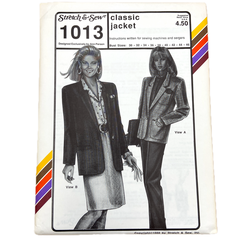 Stretch & Sew 1013 | Classic Jacket | Bust Sizes 30-46