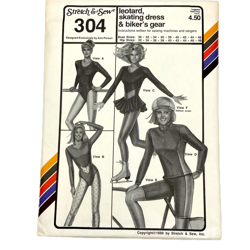 Stretch & Sew 304 | Leotard, Skating Dress, & Biker's Gear | Bust Sizes 30-46, Hip 32-48