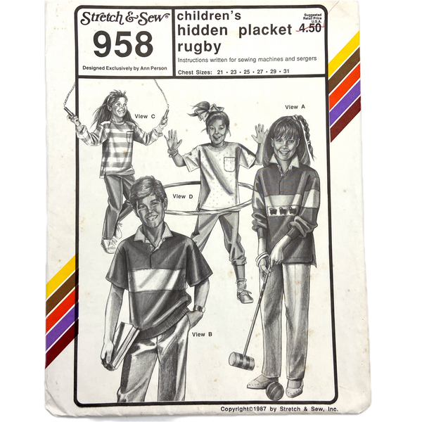 Stretch & Sew 958 | Hidden Placket Rugby | Chest Sizes 21-31