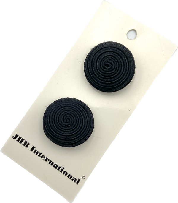 1" Black Rosette | Fabric Covered Buttons | Set of 2