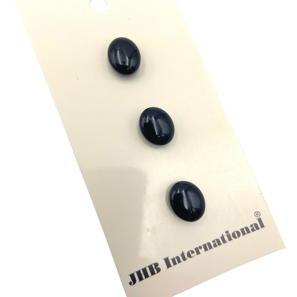 1/2" Black Oval | JHB International Vintage Plastic Buttons | Set of 3