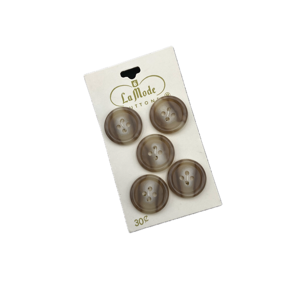 3/4" Graham | Plastic Buttons | Set of 5