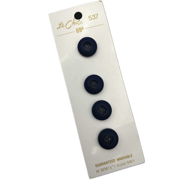 5/8" Navy Chic | Plastic Buttons | Set of 4