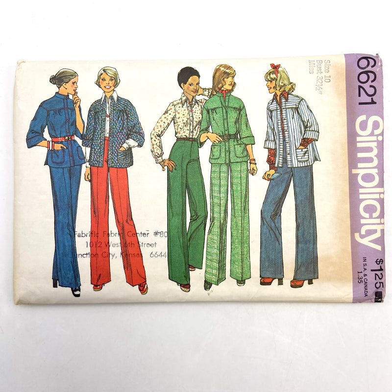 Simplicity 6621 | Adult Shirt-Jacket, Blouse and Pants | Size 10