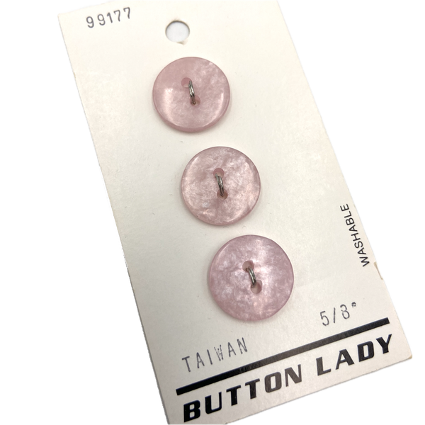 5/8" Frosted Pink | Plastic Buttons | Set of 3