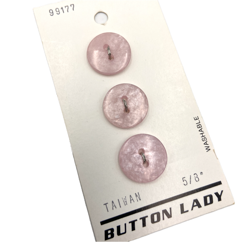 5/8" Frosted Pink | Plastic Buttons | Set of 3