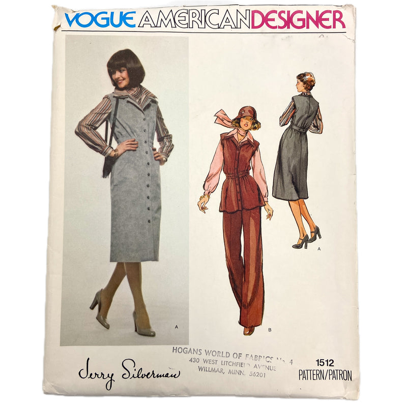 Vogue 1512 | Jerry Silverman | Adult Jumper, Tunic, Pants, Blouse and Scarf | Size 12