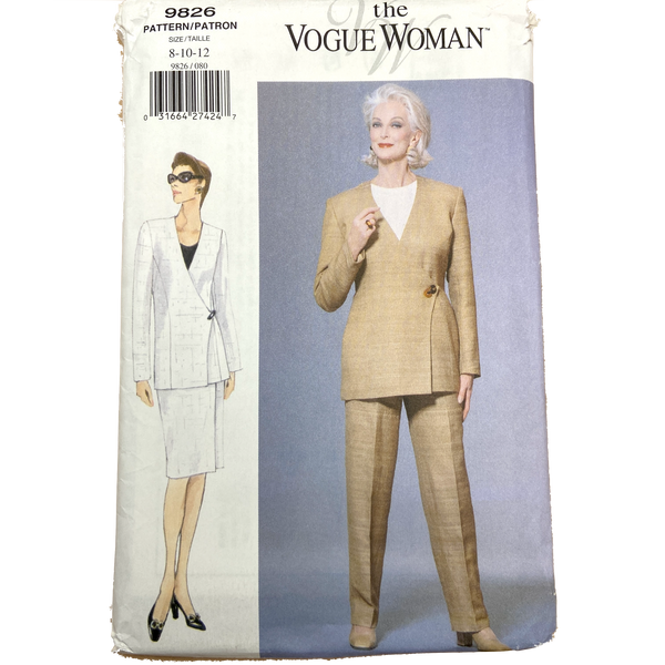 Vogue 9826 | Adult Petite Jacket, Skirt and Pants | Size 8-12