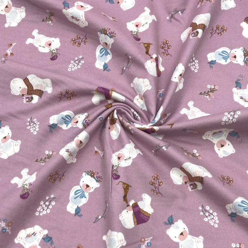 Bear's Day  Mauve | Winter Days | Cotton Flannel