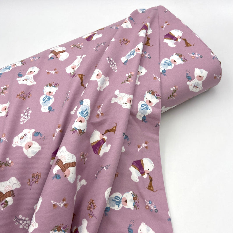 Bear's Day  Mauve | Winter Days | Cotton Flannel