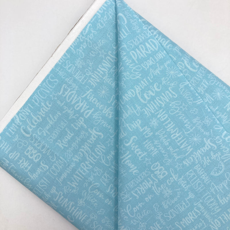 Wordy Words Blue | Red, White & Bloom | Quilting Cotton