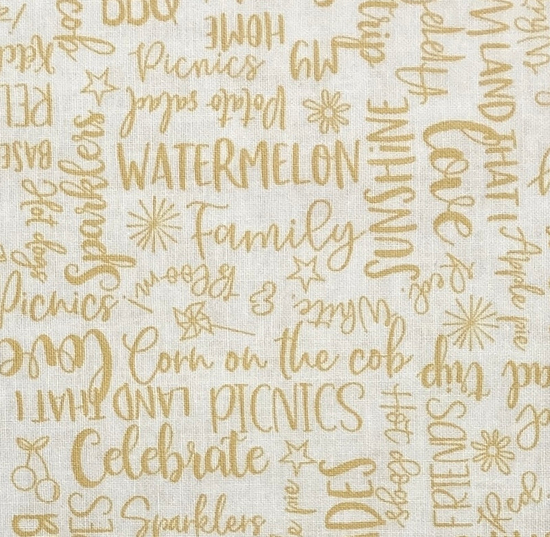 Wordy Words Yellow | Red, White & Bloom | Quilting Cotton