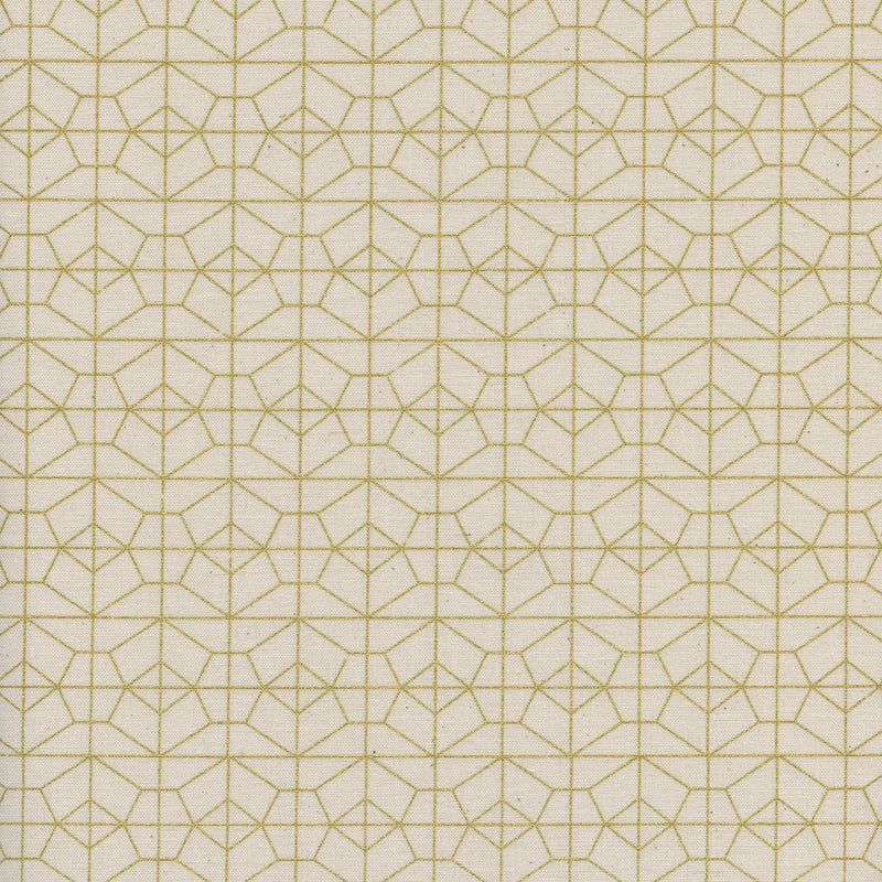 Geo Grid, Natural Metallic | Akoma | Quilting Cotton | RARE, OUT OF PRINT