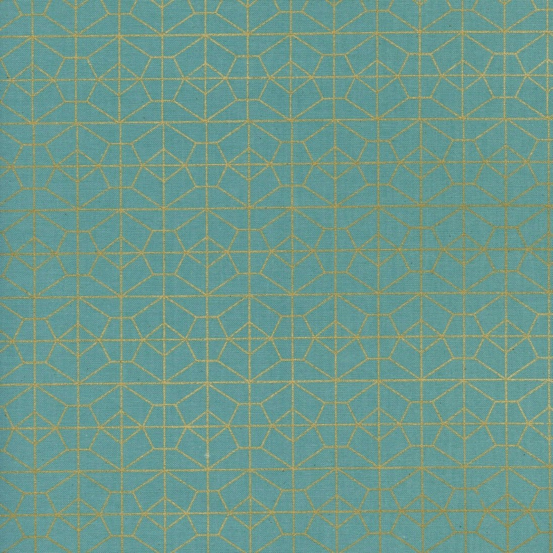 Geo Grid, Sky Metallic | Akoma | Quilting Cotton | RARE, OUT OF PRINT