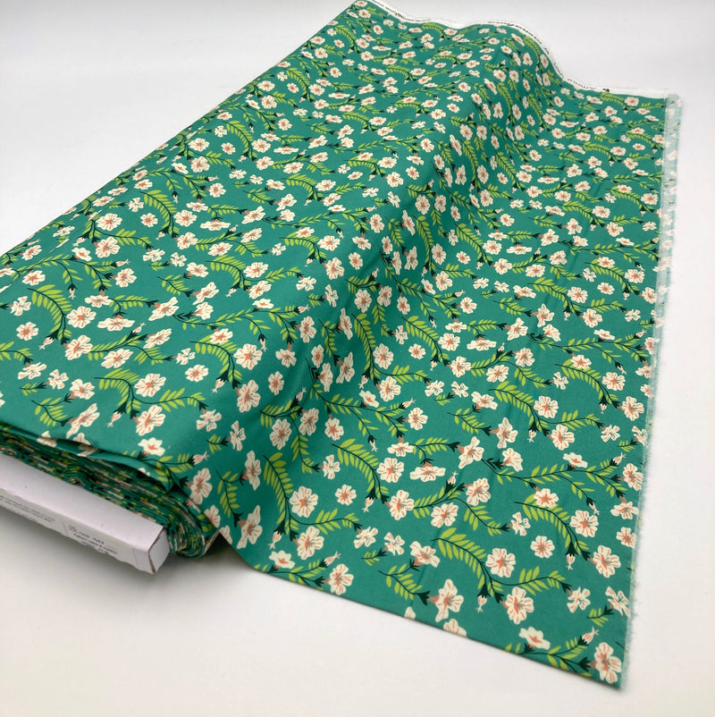 Petunias Poplin | Amour Vert | Organic Quilting Cotton