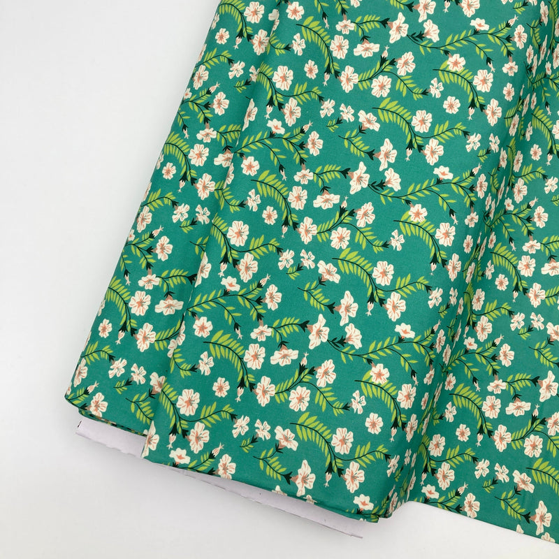 Petunias Poplin | Amour Vert | Organic Quilting Cotton