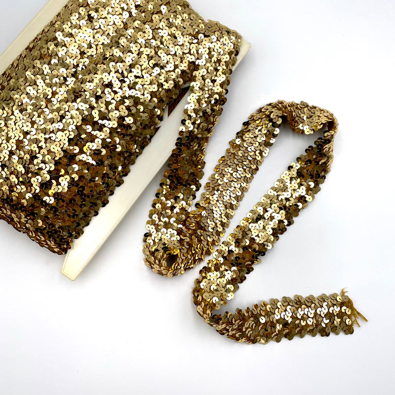 Gold | Stretch Sequin Trim 1 1/2"