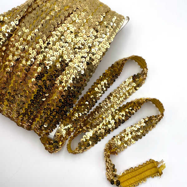 Gold | Stretch Sequin Trim 1"