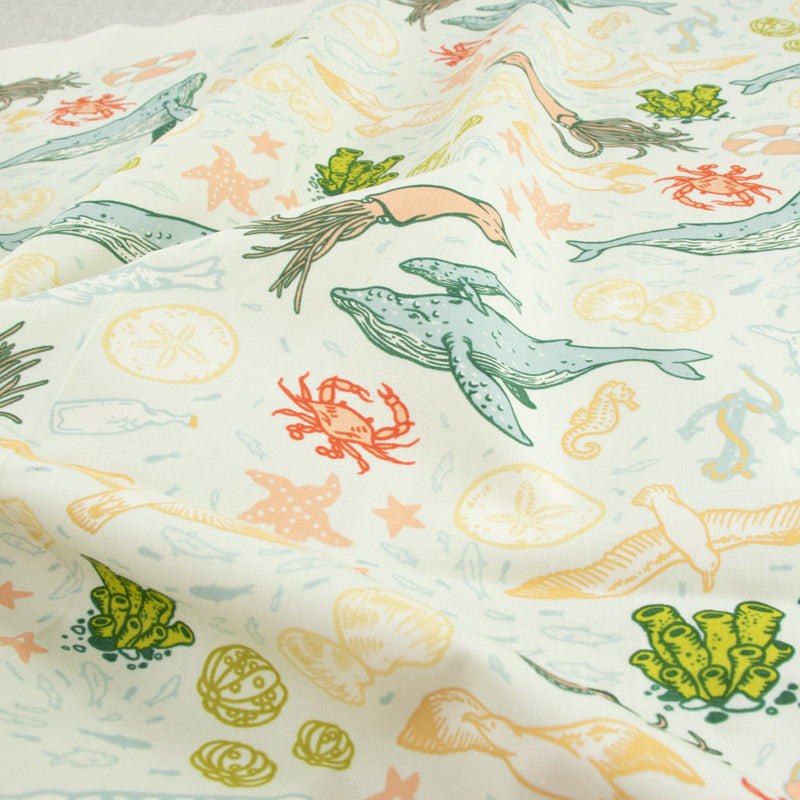 Marine, Light Blue | The Wild Coast | Organic Quilting Cotton