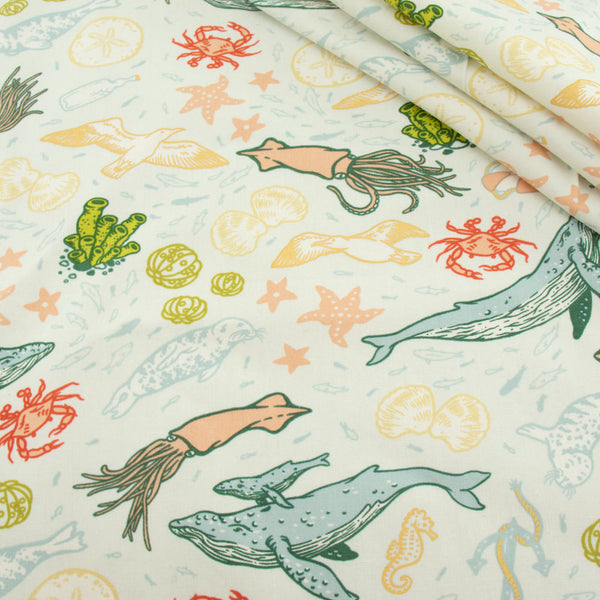 Marine, Light Blue | The Wild Coast | Organic Quilting Cotton