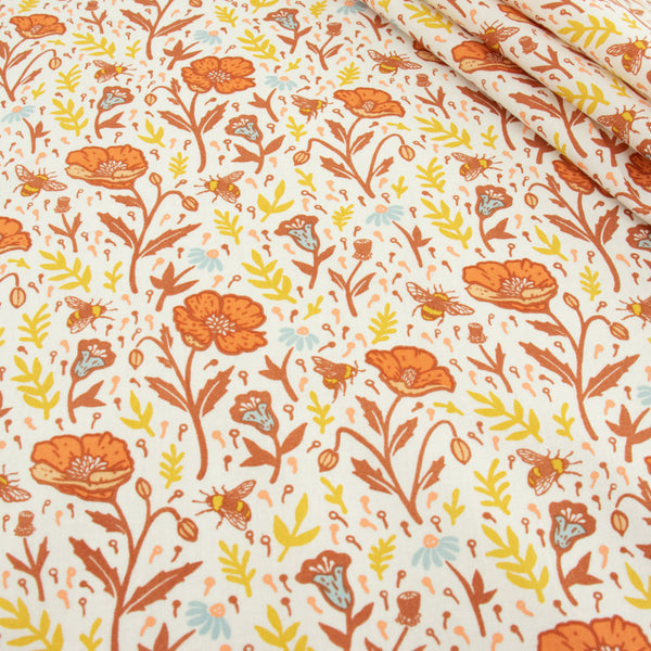 Poppies, Cream | The Wild Coast | Organic Quilting Cotton