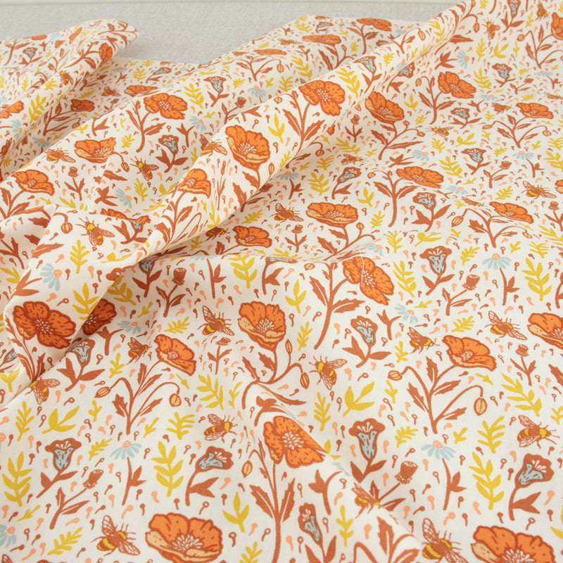 Poppies, Cream | The Wild Coast | Organic Quilting Cotton