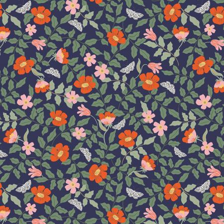 Primrose, Navy | Strawberry Fields | Quilting Cotton